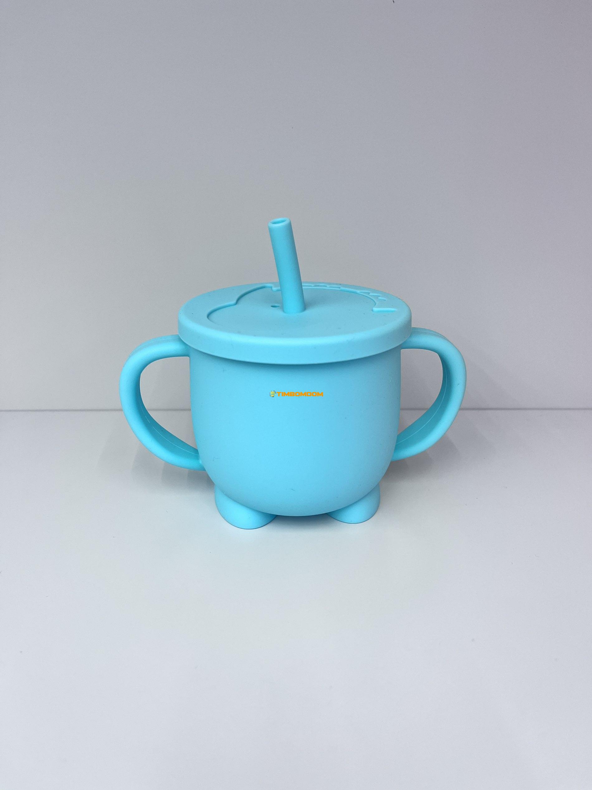 Silicone Baby Training Cup with Straw and Double Handles