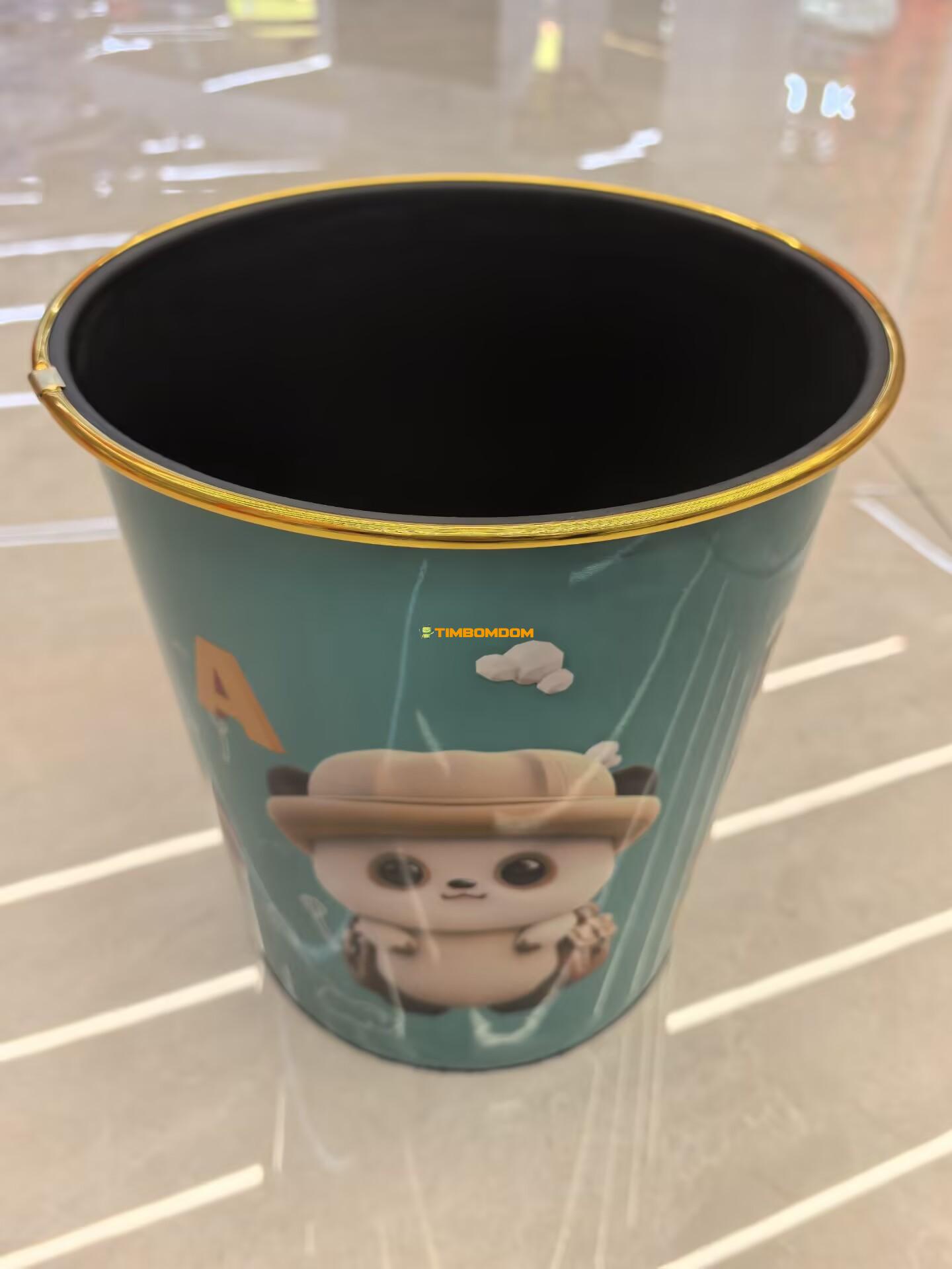 Cartoon Plastic Waste Bin with Gold Rim Cartoon Plastic Waste Bin with Gold Rim - TBD1180523.jpg