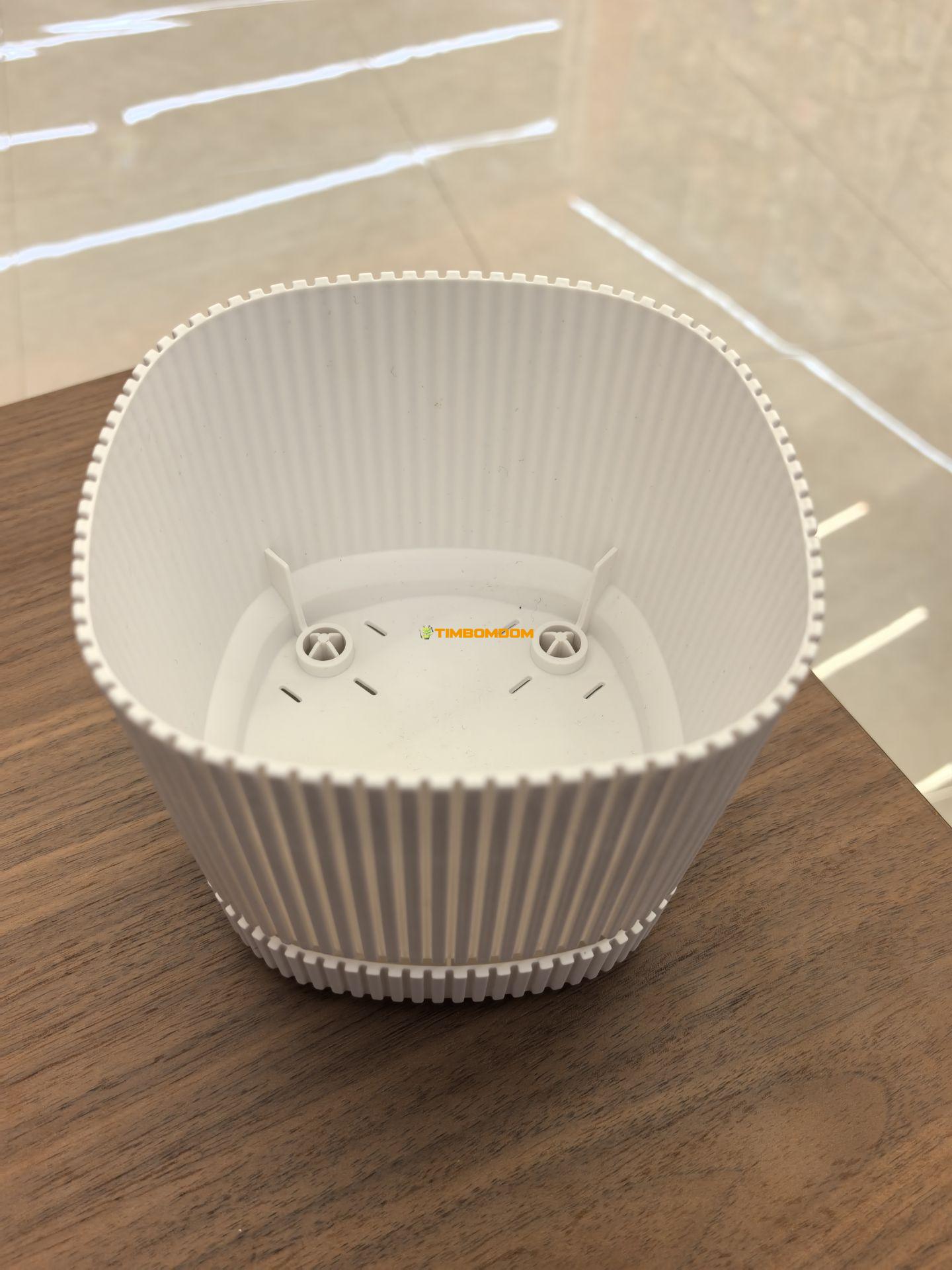 Striped Plastic Flower Pot with Removable Base