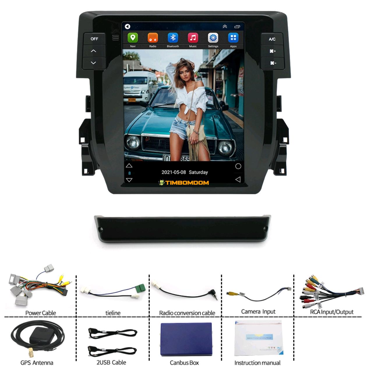 Honda Civic 9.7 Inch Vertical Screen Android Navigation