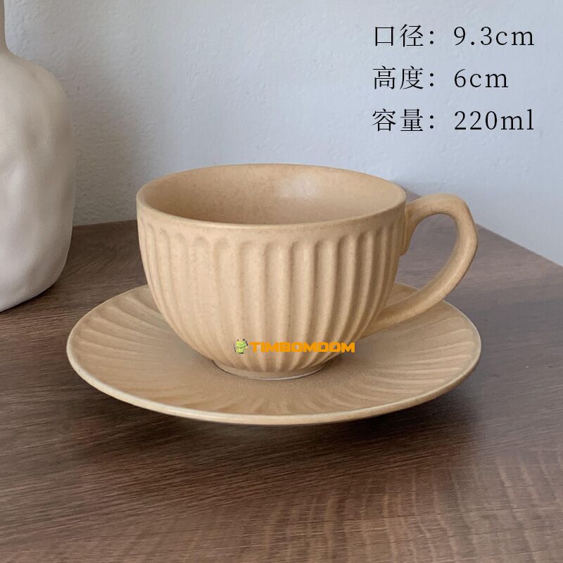 Warm Beige Vertical stripes Ceramic Coffee Cup & Saucer Warm Beige Vertical stripes Ceramic Coffee Cup & Saucer - TBD1186111.jpg