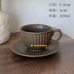 Brown Vertical stripes Ceramic Coffee Cup & Saucer  - TBD1186119.jpg