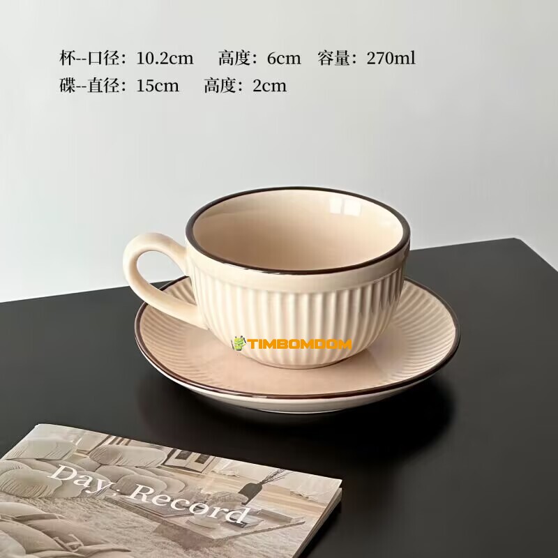 Cream yellow brightness Vertical stripes Ceramic Coffee Cup & Saucer Cream yellow brightness Vertical stripes Ceramic Coffee Cup & Saucer - TBD1186120.jpg