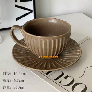 Light Brown  stripe Ceramic Coffee Cup & Saucer  - TBD1186122.jpg