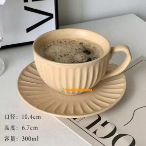 Cream Yellow Vertical stripes Ceramic Coffee Cup & Saucer  - TBD1186130.jpg