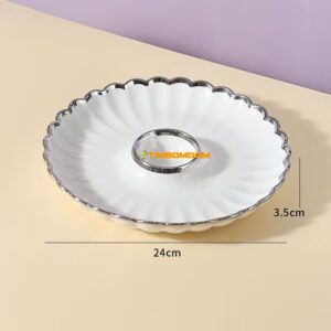 Ceramic Dessert Plate with Gold Rim  - TBD1186150.jpg