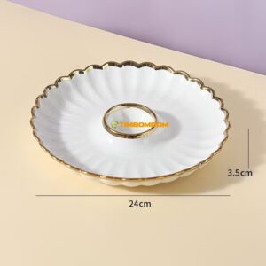 Ceramic  Serving Plate with Gold Rim  - TBD1186151.jpg