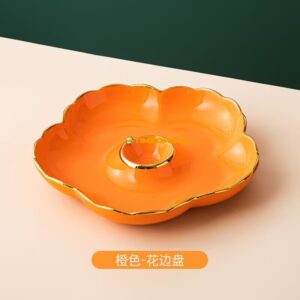 Flower Shape Ceramic Serving Plate Orange  - TBD1186158.jpg