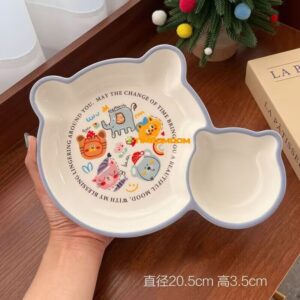 Bear Shape Divided Kids Plate with Sauce Dish  - TBD1186169.jpg