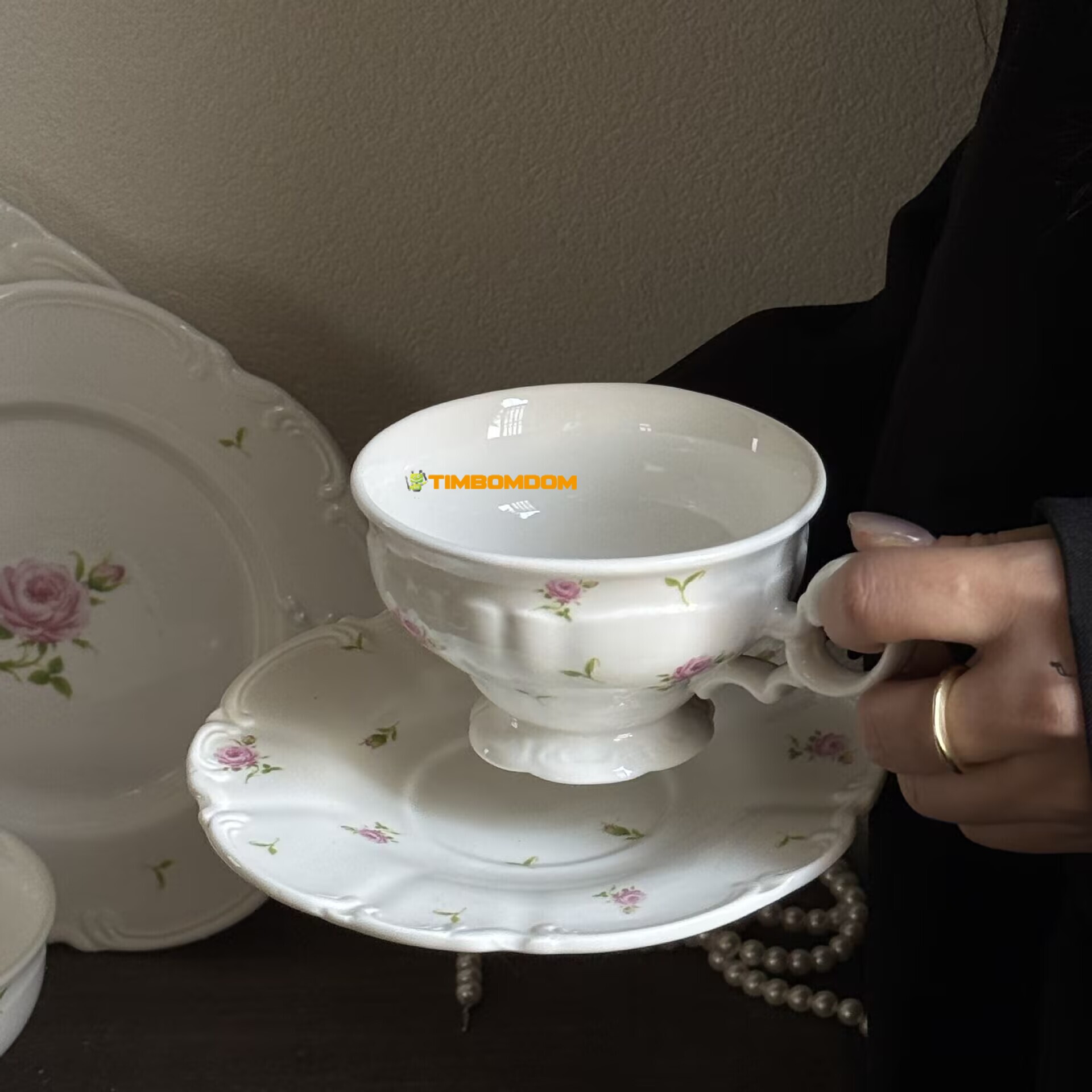 Flower Ceramic Coffee Cup & Saucer 200ml Flower Ceramic Coffee Cup & Saucer 200ml - TBD1186193.jpg