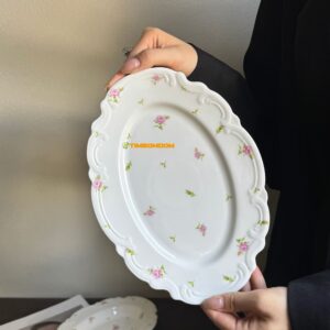 Flower Ceramic Ellipse Plate  10Inch 25.5*18*2cm  - TBD1186199.jpg