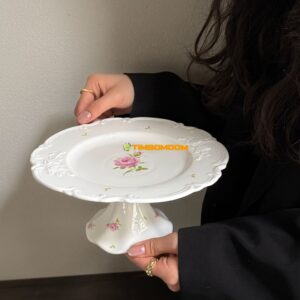 Flower Ceramic Stand Plate  8.5Inch 22*10cm  - TBD1186202.jpg