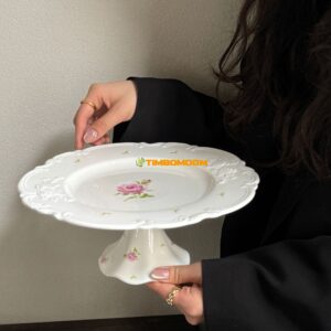 Flower Ceramic Stand Plate  10Inch 24.5*10cm  - TBD1186203.jpg
