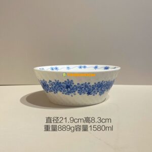 Blue Snowflake Pattern Ceramic Soup Bowl 8.5Inch 21.9*8.3cm  - TBD1186225.jpg