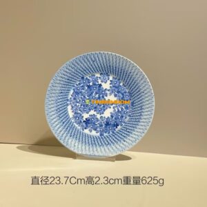 Blue Snowflake Pattern Ceramic Plate 9.5Inch 23.7*2.3cm  - TBD1186226.jpg