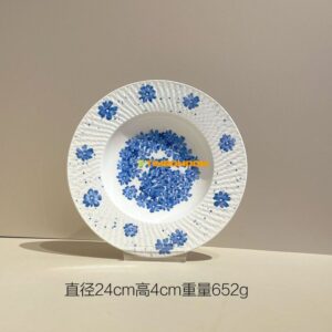 Blue Snowflake Pattern Ceramic Plate 9.5Inch 24*4cm  - TBD1186227.jpg
