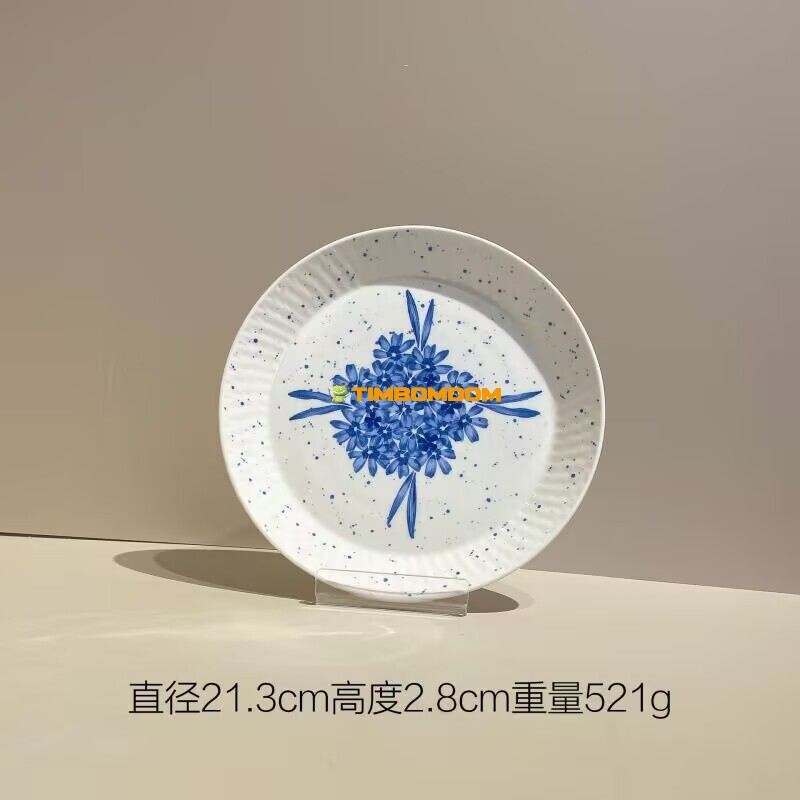 Blue Snowflake Pattern Ceramic Plate 8.25Inch 21.3*2.8cm Blue Snowflake Pattern Ceramic Plate 8.25Inch 21.3*2.8cm - TBD1186228.jpg