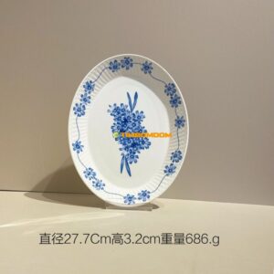 Blue Snowflake Pattern Ceramic Plate 11 Inch 27.7*3.2cm  - TBD1186229.jpg