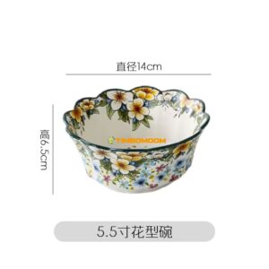 Flower Pattern Ceramic Bowl 5.5 Inch 14*6.5cm  - TBD1186231.jpg