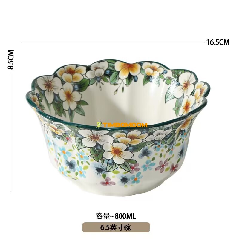 Flower Pattern Ceramic Bowl 6.5 Inch 16.5*8.5cm Flower Pattern Ceramic Bowl 6.5 Inch 16.5*8.5cm - TBD1186232.jpg