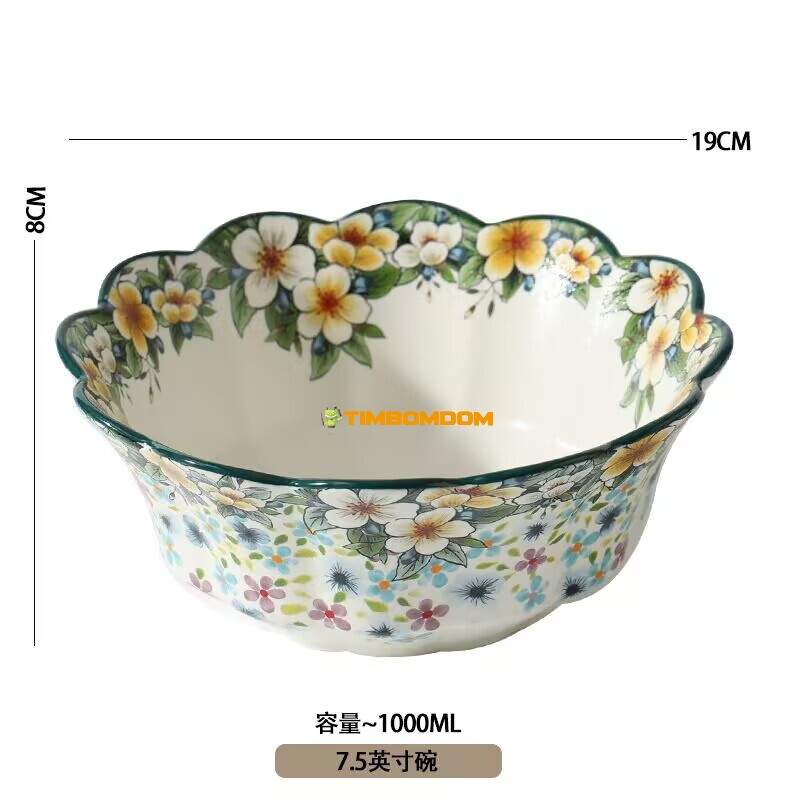 Flower Pattern Ceramic Bowl 7.5 Inch 19*8cm Flower Pattern Ceramic Bowl 7.5 Inch 19*8cm - TBD1186233.jpg