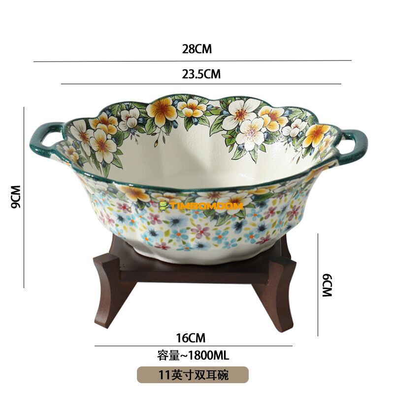 Flower Pattern Ceramic Deep Bowl 11 Inch 28*9cm Flower Pattern Ceramic Deep Bowl 11 Inch 28*9cm - TBD1186234.jpg