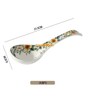 Flower Pattern Ceramic spoon 21.5*6.5cm  - TBD1186244.jpg
