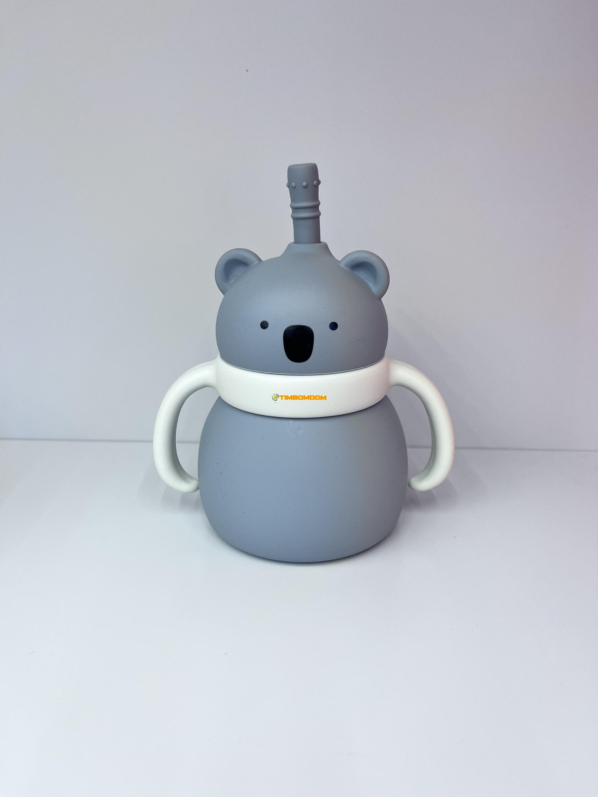 Cute Animal Silicone Training Cup with Straw and Double Handles Cute Animal Silicone Training Cup with Straw and Double Handles