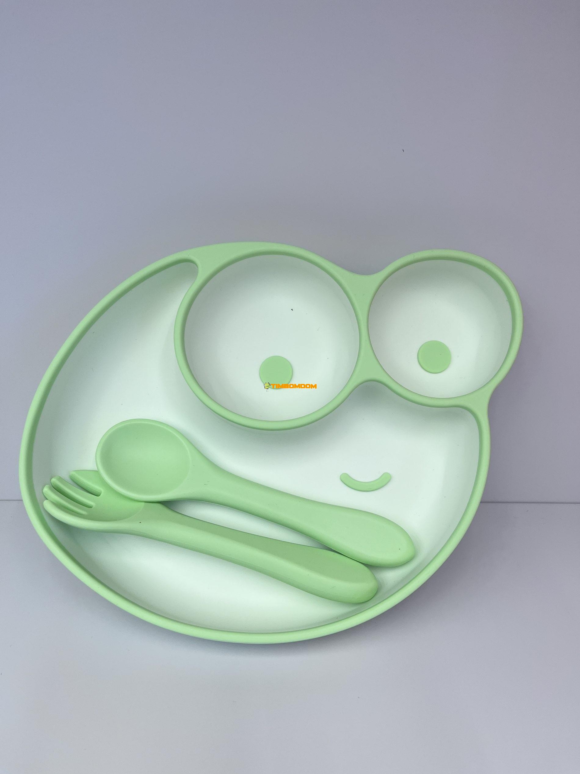 Silicone Baby Suction Plate with Spoon and Fork Set Silicone Baby Suction Plate with Spoon and Fork Set