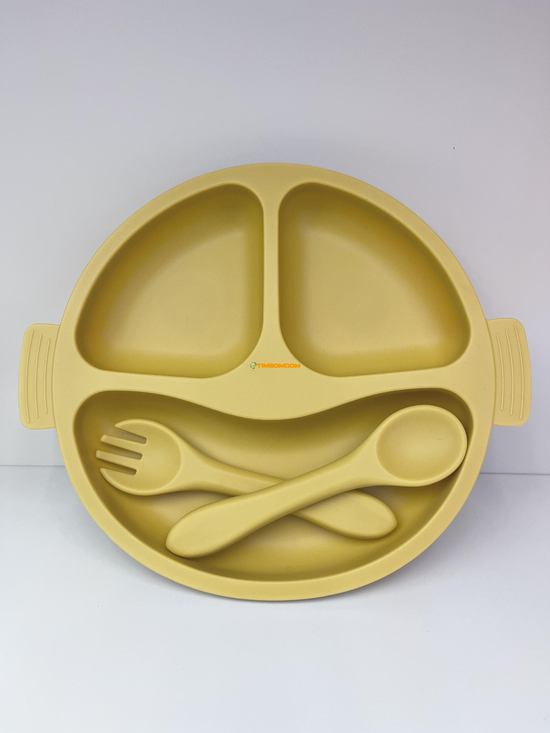 Silicone Baby Suction Plate with Spoon and Fork Set Silicone Baby Suction Plate with Spoon and Fork Set