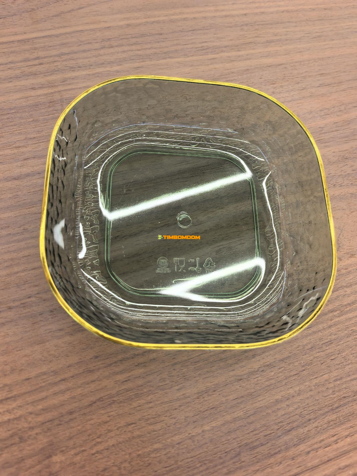 Square Crystal-Style Snack Bowl with Gold Rim Square Crystal-Style Snack Bowl with Gold Rim