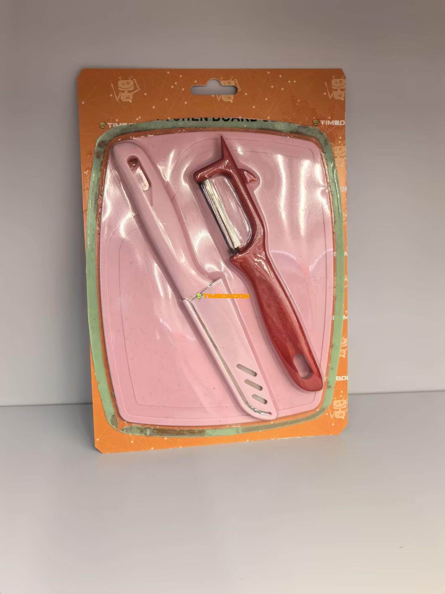 Peeler, fruit knife, chopping board set Peeler, fruit knife, chopping board set