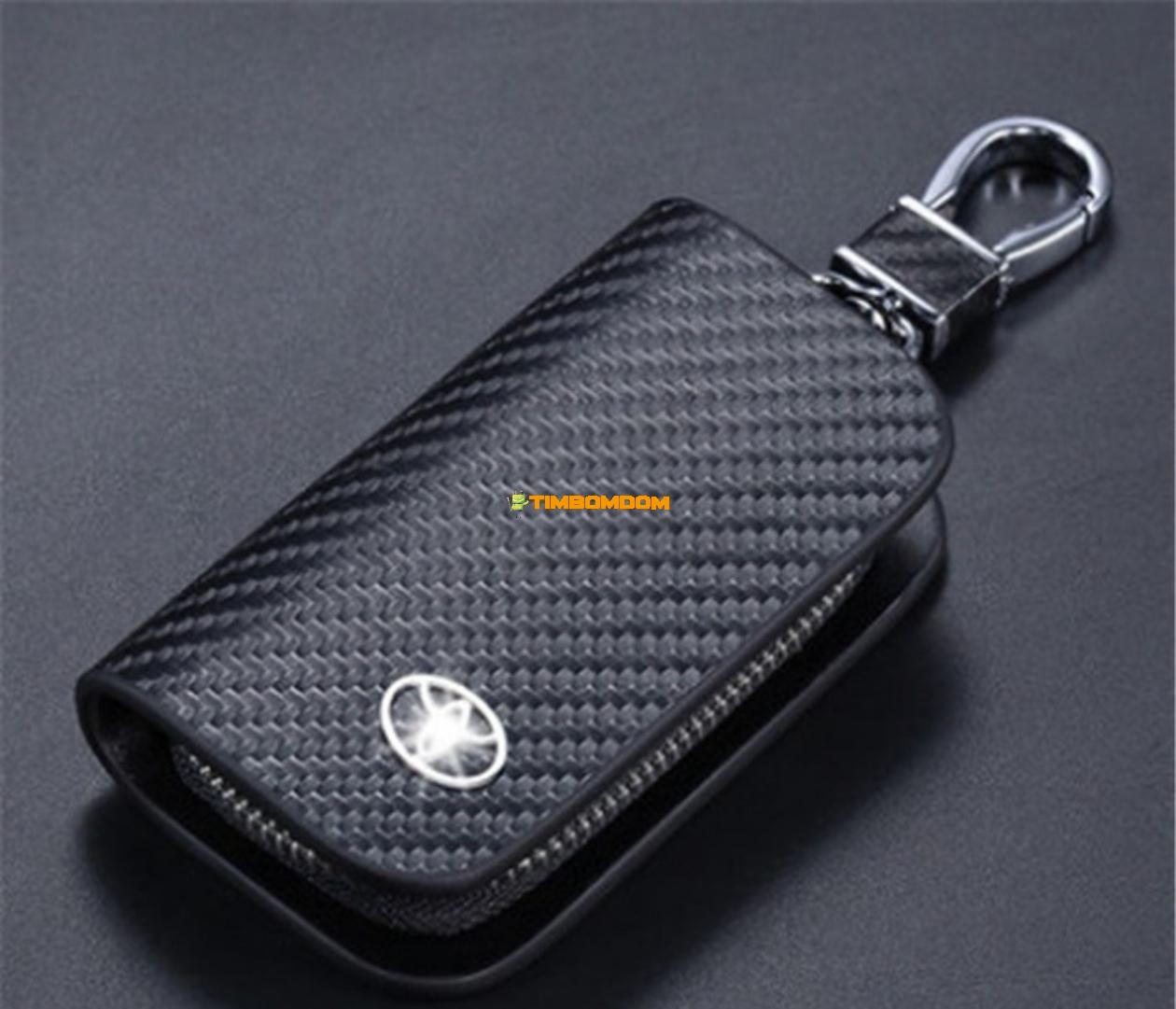 Zipper Model Full Carbon Fiber Pattern Genuine Leather Car Key Bag Universal Zipper Model Full Carbon Fiber Pattern Genuine Leather Car Key Bag Universal