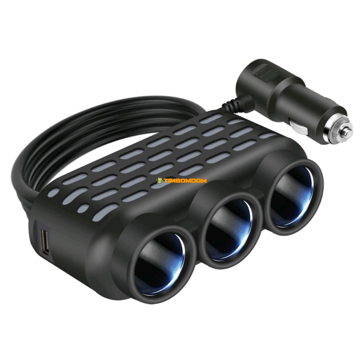 Colorful Light Car One for Three Cigarette Lighter Charger Fast Charge Colorful Light Car One for Three Cigarette Lighter Charger Fast Charge