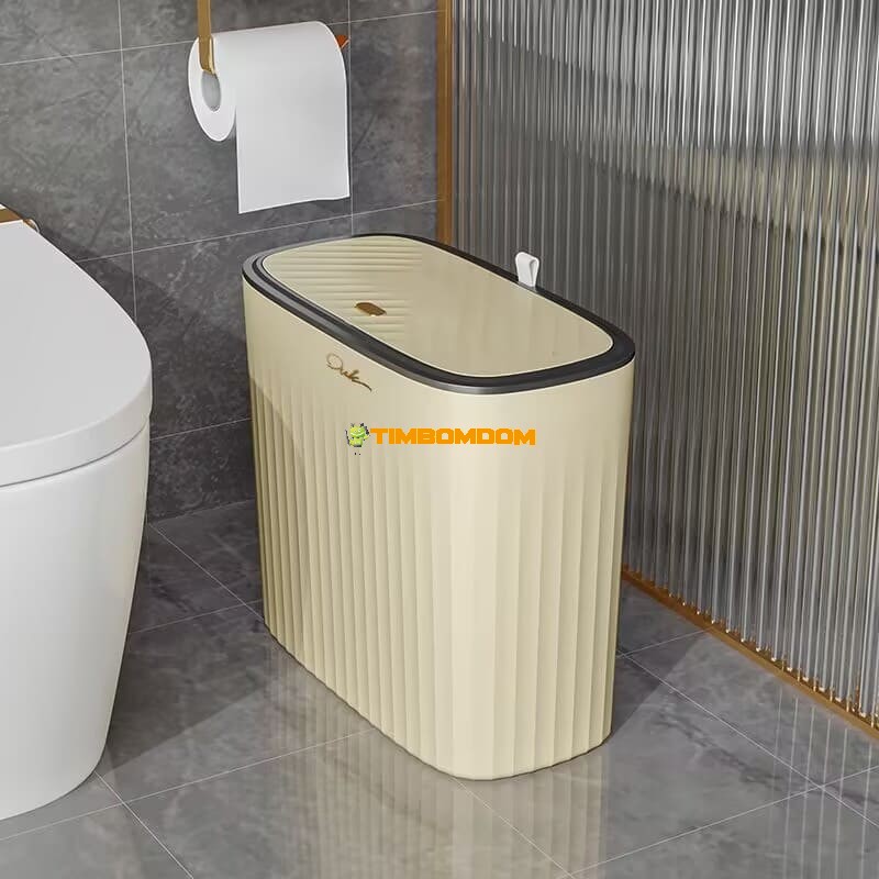 Slim Bathroom Trash Can with Lid Slim Bathroom Trash Can with Lid
