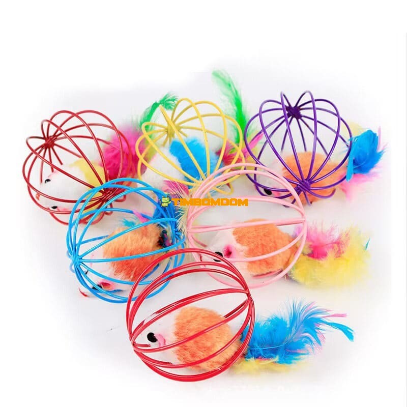Mouse Ball Cat Toy Set with Feathers Mouse Ball Cat Toy Set with Feathers